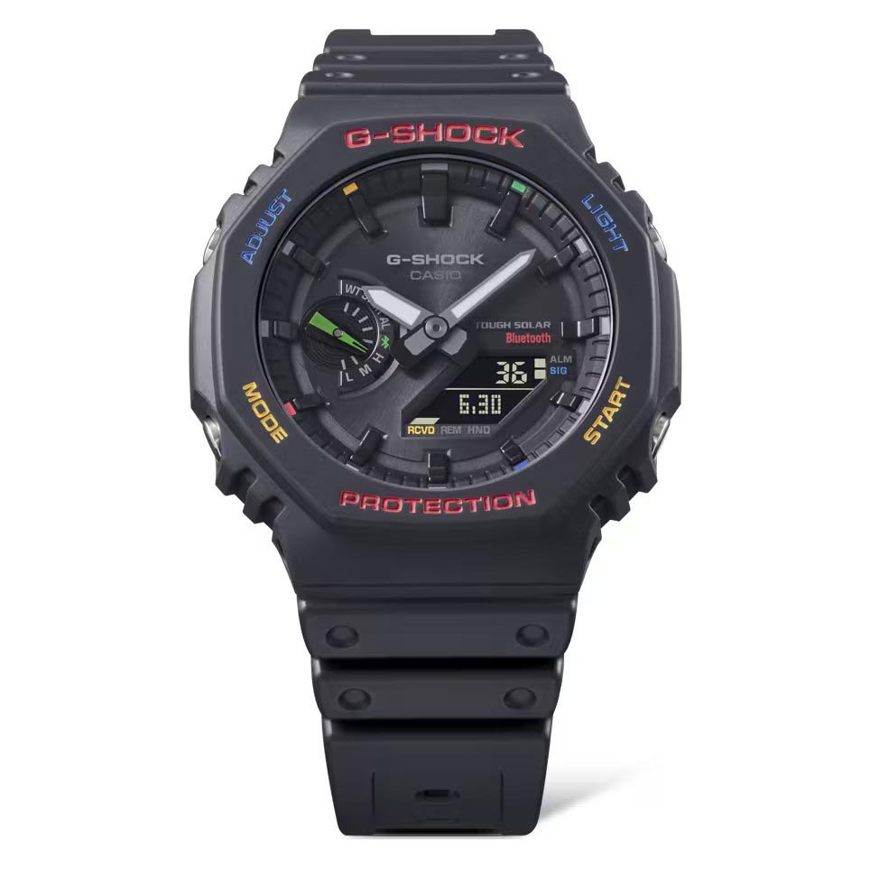 Casio G-Shock GA-B2100FC-1A CasiOak Solar Mobile Link Analog Digital Men's Watch (Black, Colorful) GAB2100FC-1A