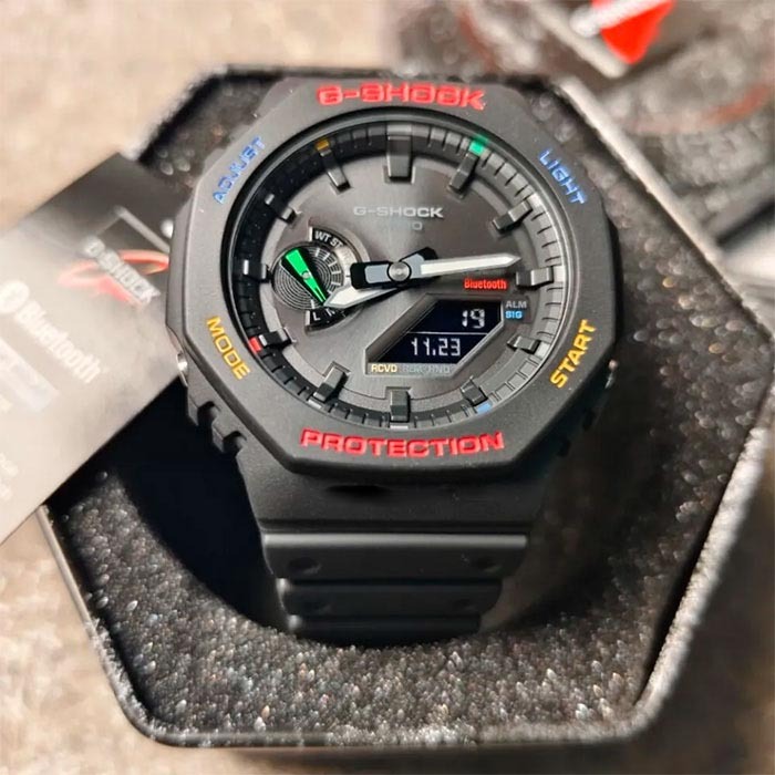 Casio G-Shock GA-B2100FC-1A CasiOak Solar Mobile Link Analog Digital Men's Watch (Black, Colorful) GAB2100FC-1A