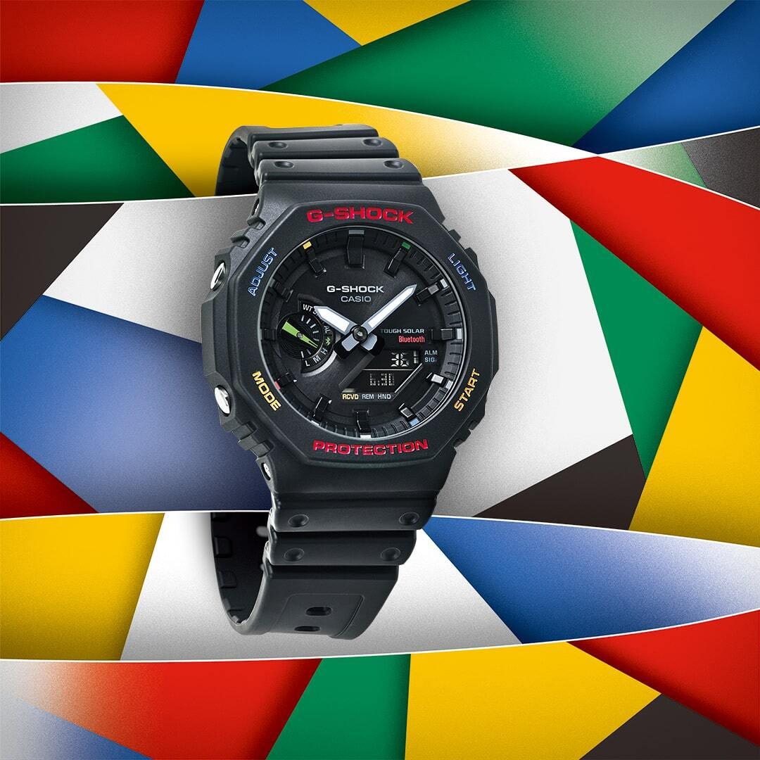 Casio G-Shock GA-B2100FC-1A CasiOak Solar Mobile Link Analog Digital Men's Watch (Black, Colorful) GAB2100FC-1A