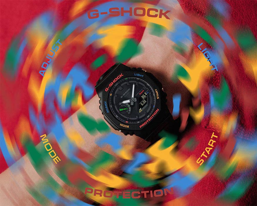 Casio G-Shock GA-B2100FC-1A CasiOak Solar Mobile Link Analog Digital Men's Watch (Black, Colorful) GAB2100FC-1A
