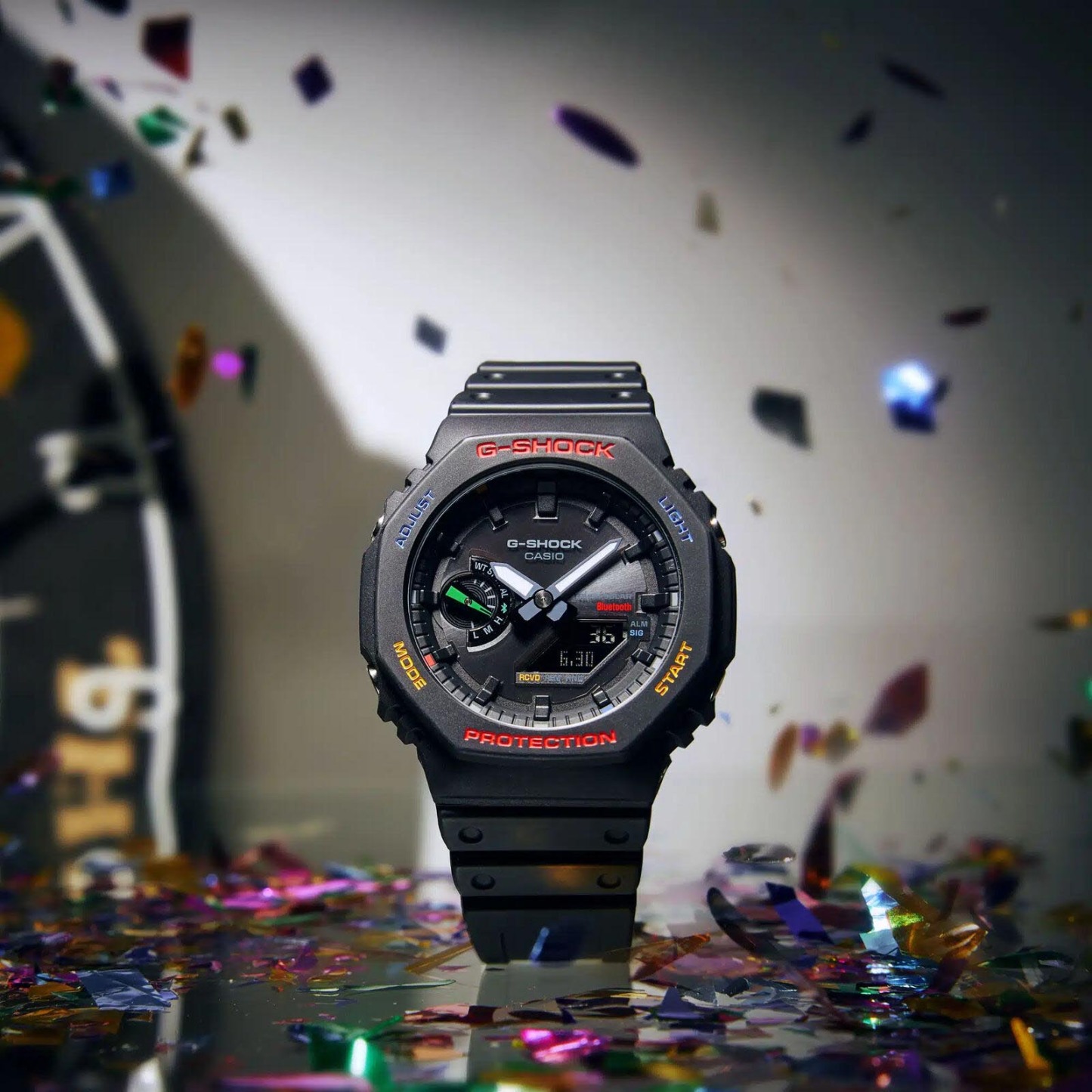Casio G-Shock GA-B2100FC-1A CasiOak Solar Mobile Link Analog Digital Men's Watch (Black, Colorful) GAB2100FC-1A