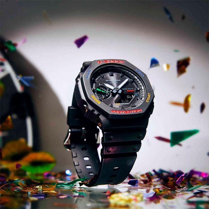 Casio G-Shock GA-B2100FC-1A CasiOak Solar Mobile Link Analog Digital Men's Watch (Black, Colorful) GAB2100FC-1A