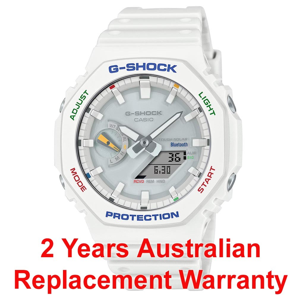Casio G-Shock GA-B2100FC-7A CasiOak Solar Mobile Link Men Watch White Colorful ozdigitalwatch.com.au