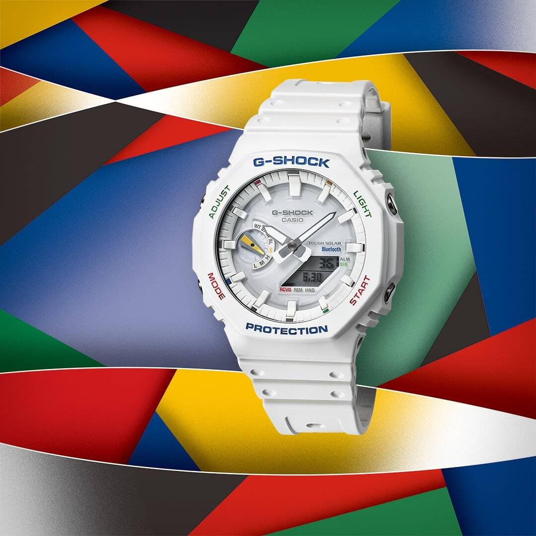 Casio G-Shock GA-B2100FC-7A CasiOak Solar Mobile Link Men Watch White Colorful ozdigitalwatch.com.au