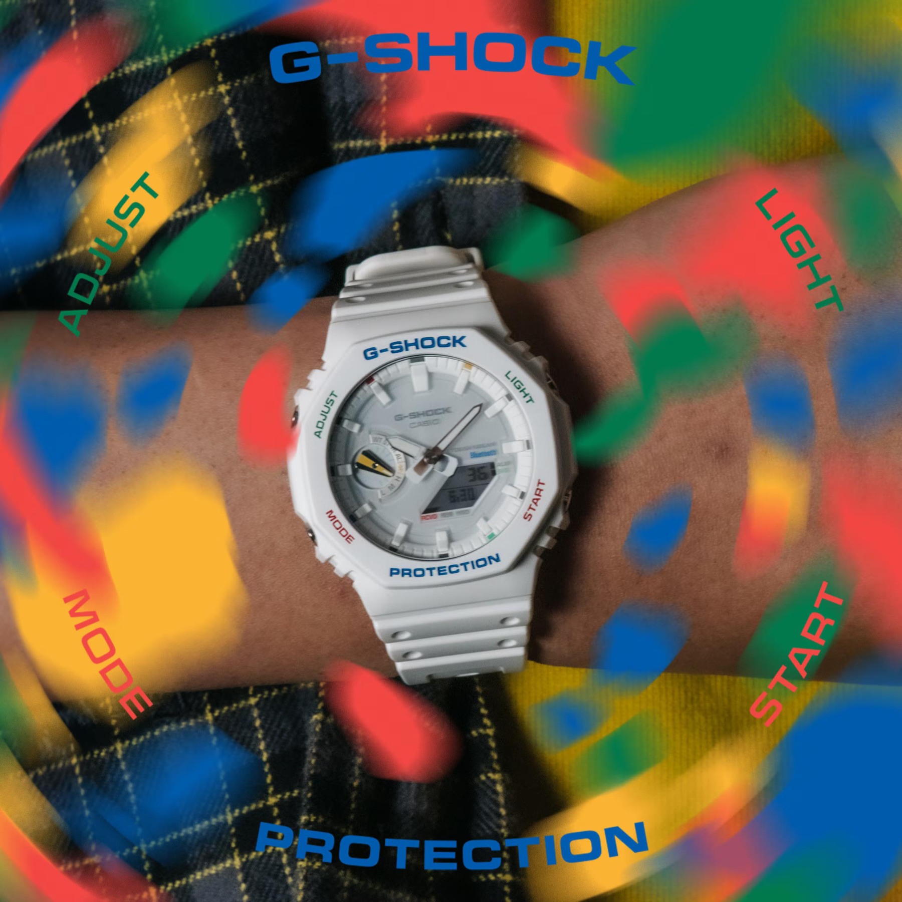 Casio G-Shock GA-B2100FC-7A CasiOak Solar Mobile Link Men Watch White Colorful ozdigitalwatch.com.au