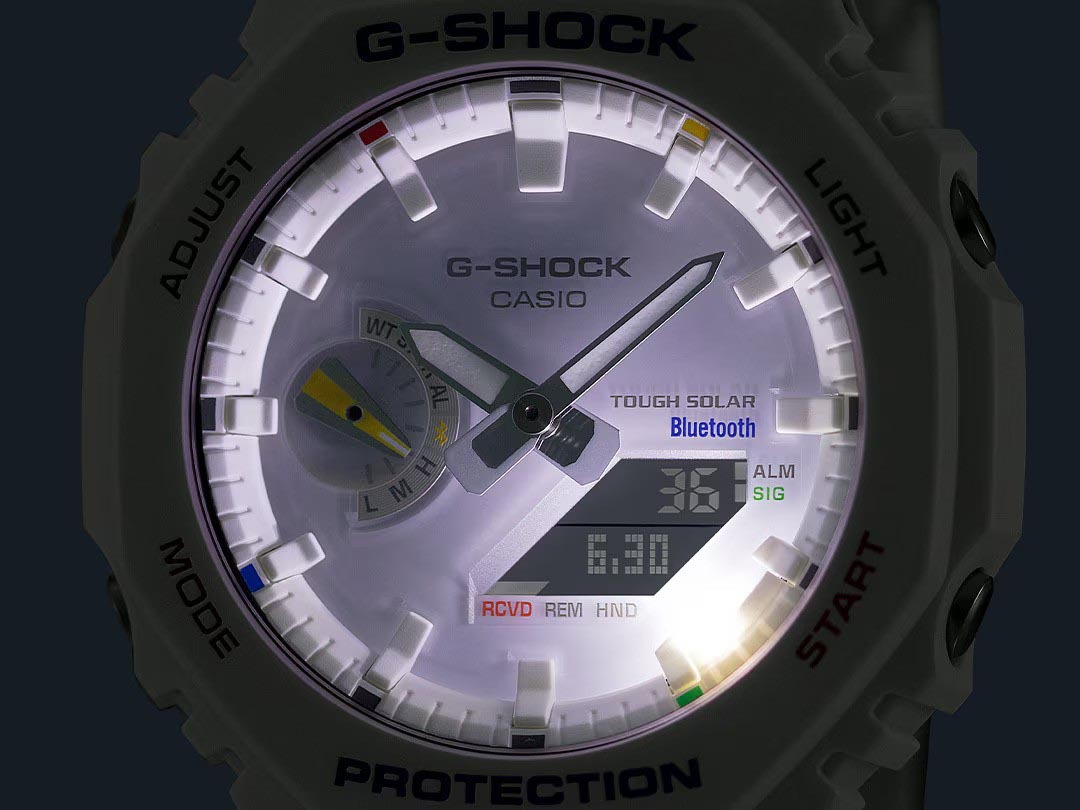 Casio G-Shock GA-B2100FC-7A CasiOak Solar Mobile Link Men Watch White Colorful ozdigitalwatch.com.au