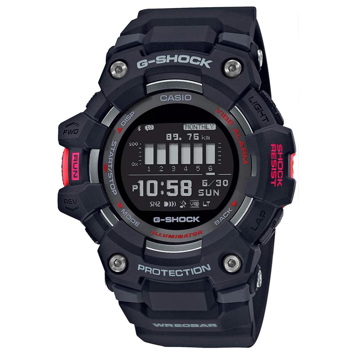 Casio G-Shock G-SQUAD GBD-100-1 Mobile Link Step Tracker Digital Sport Men's Watch (Black)