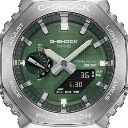 Casio G-Shock GBM-2100-1A3 CasiOak Bluetooth & Solar Metal Case Analog Digital Men's Watch (Black & Green) GBM2100-1A3