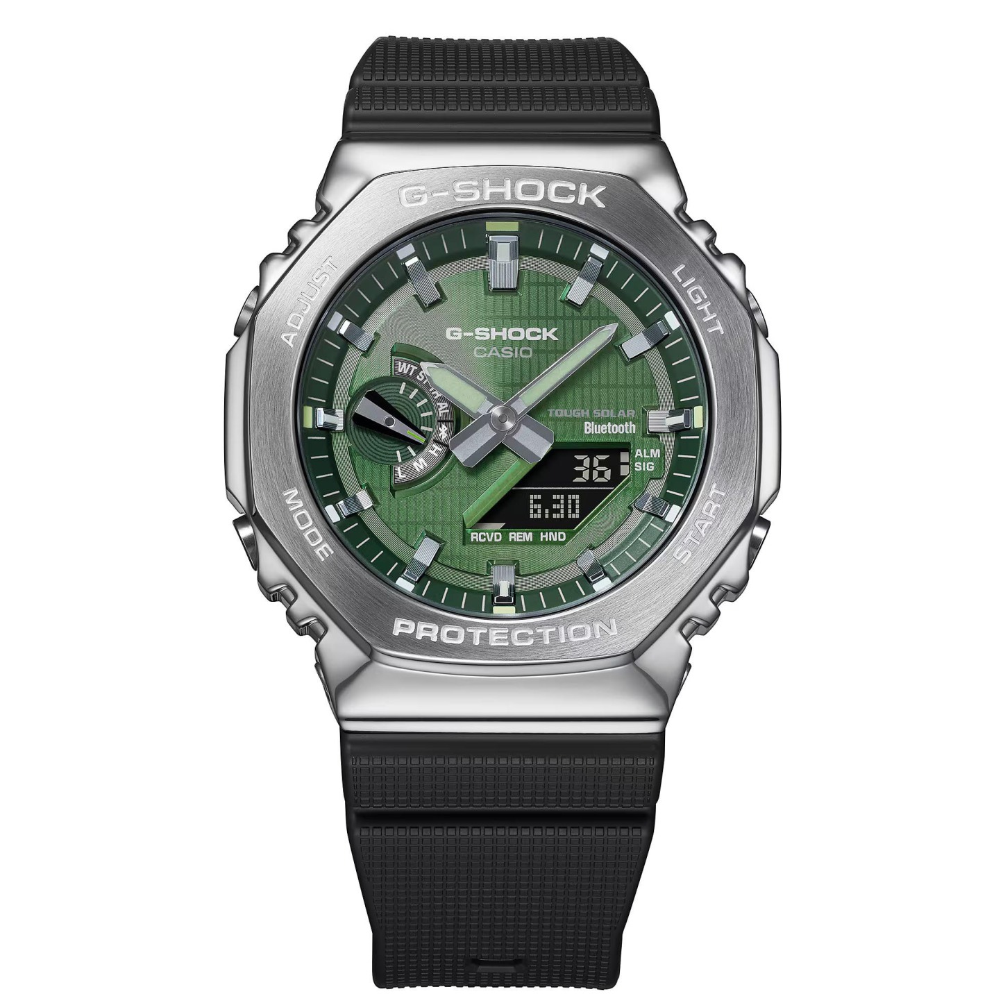 Casio G-Shock GBM-2100-1A3 CasiOak Bluetooth & Solar Metal Case Analog Digital Men's Watch (Black & Green) GBM2100-1A3