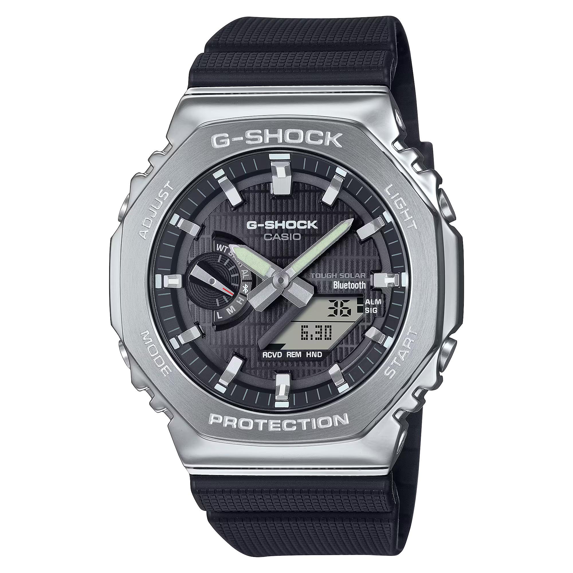 Casio G-Shock GBM-2100-1A CasiOak Bluetooth & Solar Metal Case Analog Digital Men's Watch (Black & Silver) GBM2100-1A