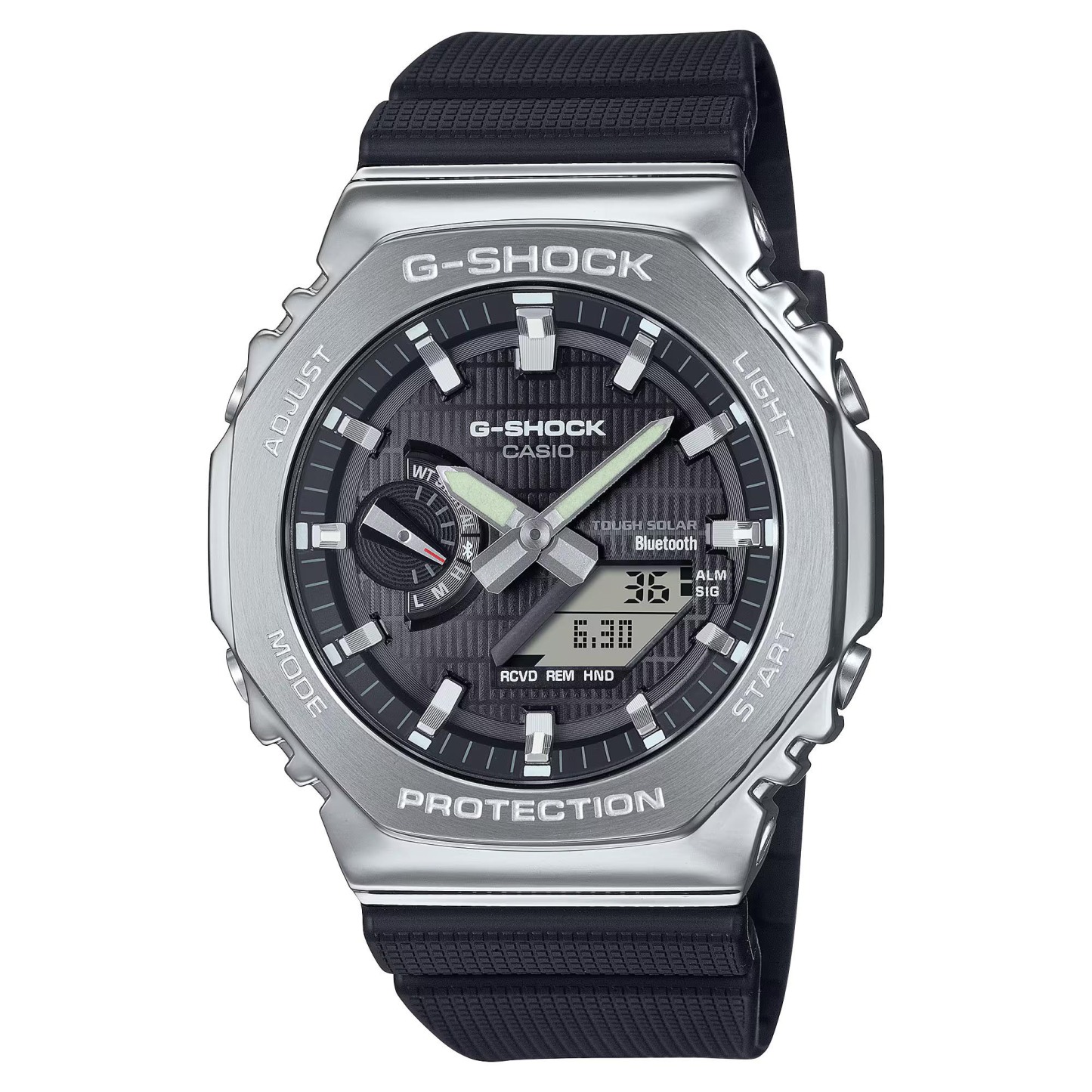 Casio G-Shock GBM-2100-1A CasiOak Bluetooth & Solar Metal Case Analog Digital Men's Watch (Black & Silver) GBM2100-1A
