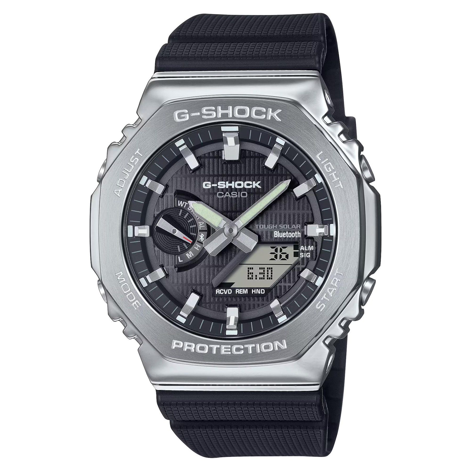 Casio G-Shock GBM-2100-1A CasiOak Bluetooth & Solar Metal Case Analog Digital Men's Watch (Black & Silver) GBM2100-1A