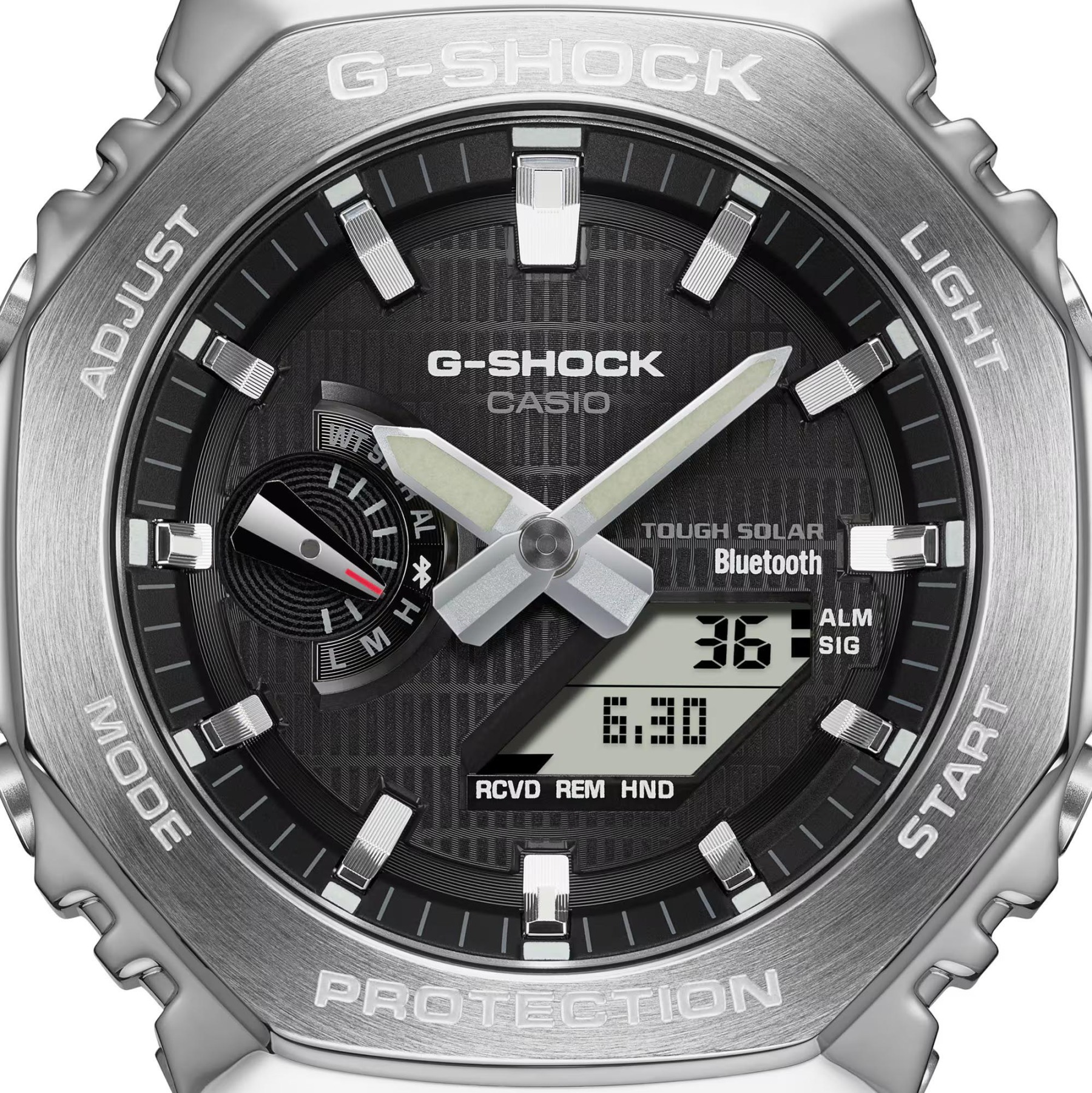 Casio G-Shock GBM-2100-1A CasiOak Bluetooth & Solar Metal Case Analog Digital Men's Watch (Black & Silver) GBM2100-1A