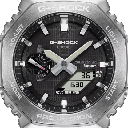 Casio G-Shock GBM-2100-1A CasiOak Bluetooth & Solar Metal Case Analog Digital Men's Watch (Black & Silver) GBM2100-1A