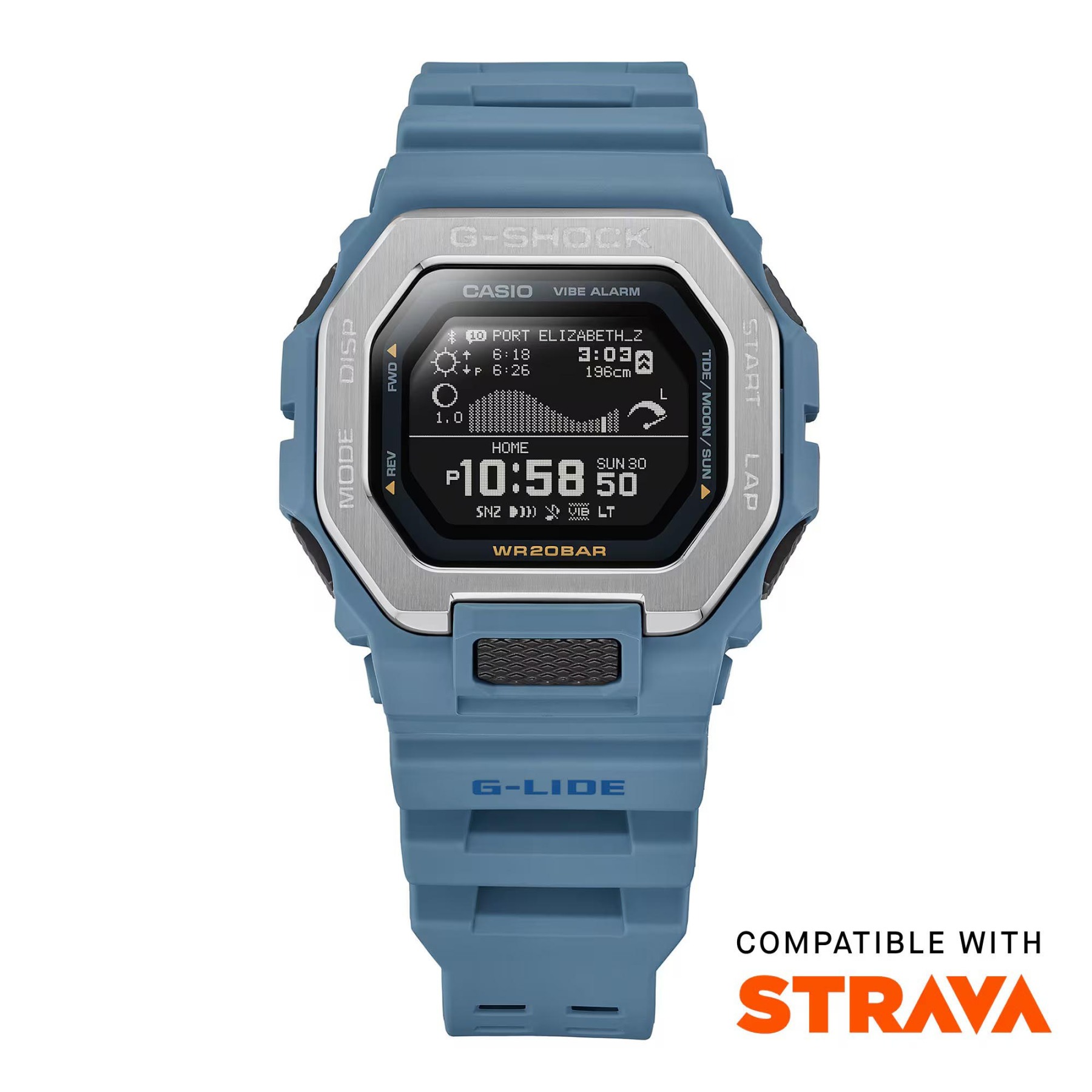 Casio G-Shock GBX-100-2A G-Lide Bluetooth Tide Graph Moon Data Sport Watch (Blue) GBX100-2A