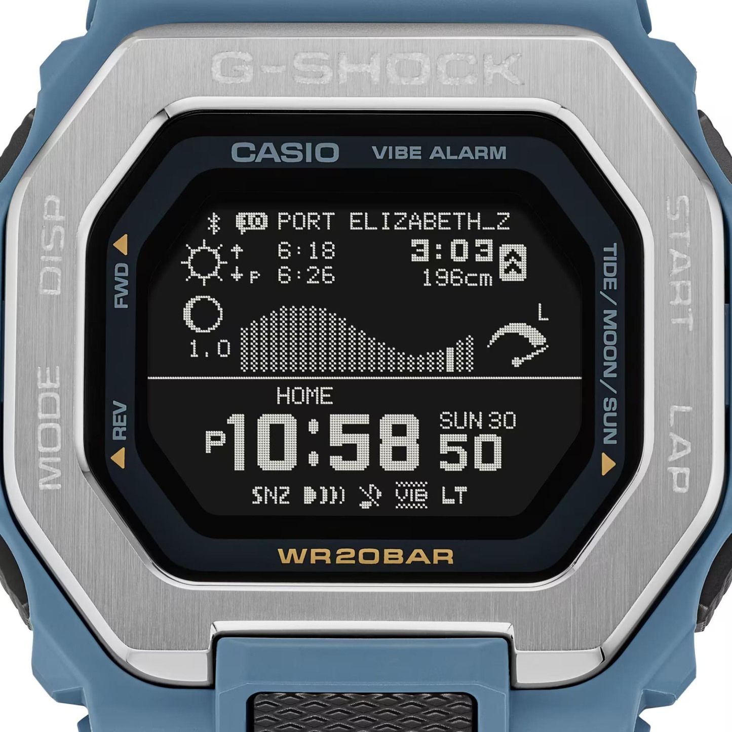 Casio G-Shock GBX-100-2A G-Lide Bluetooth Tide Graph Moon Data Sport Watch (Blue) GBX100-2A