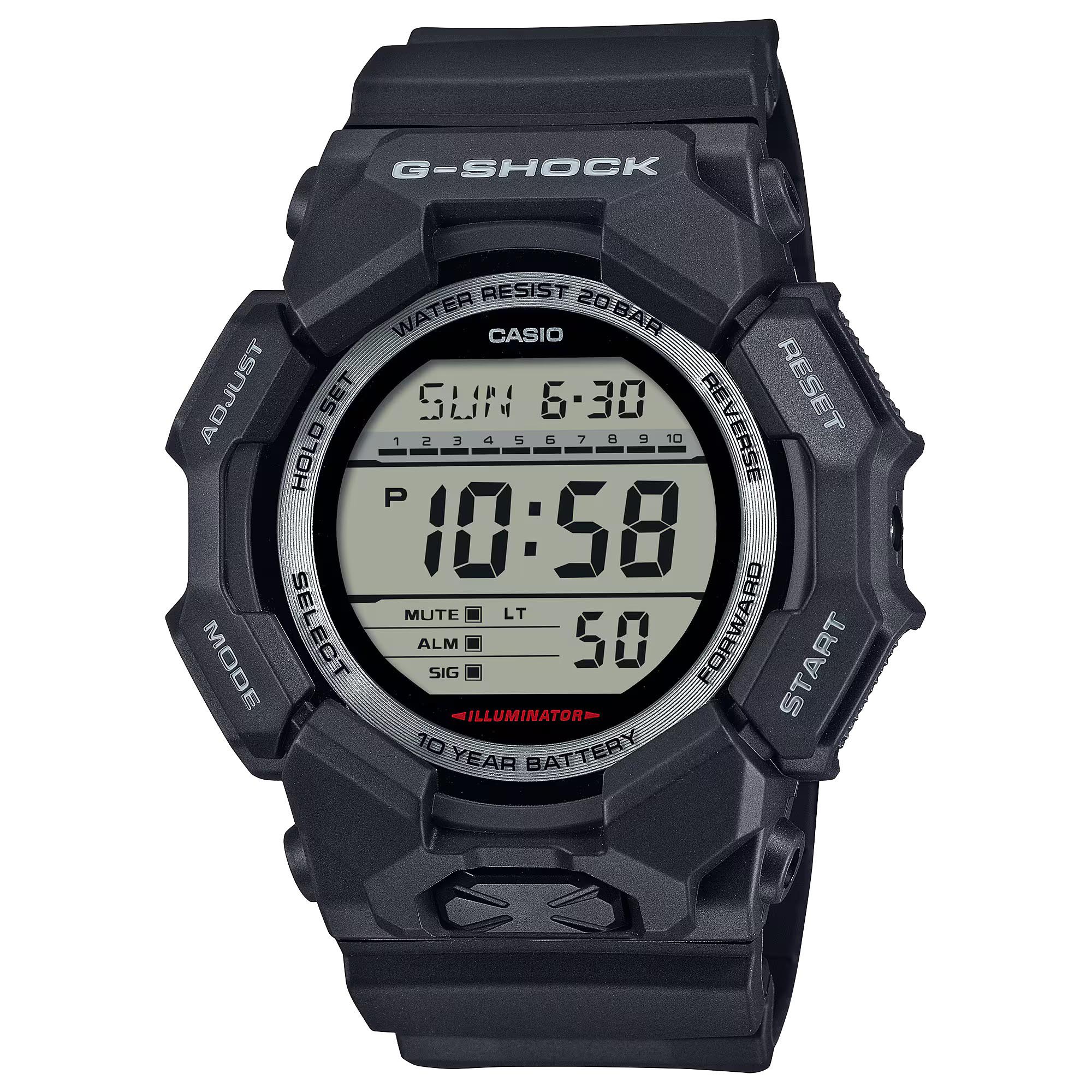 Casio G-Shock GD-010-1 Super Illuminator 10-Years Battery Digital Men's Watch (Black) GD010-1