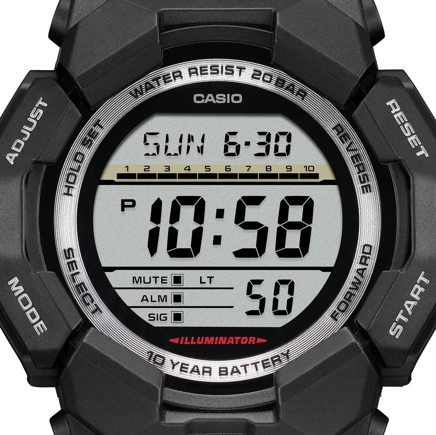 Casio G-Shock GD-010-1 Super Illuminator 10-Years Battery Digital Men's Watch (Black) GD010-1