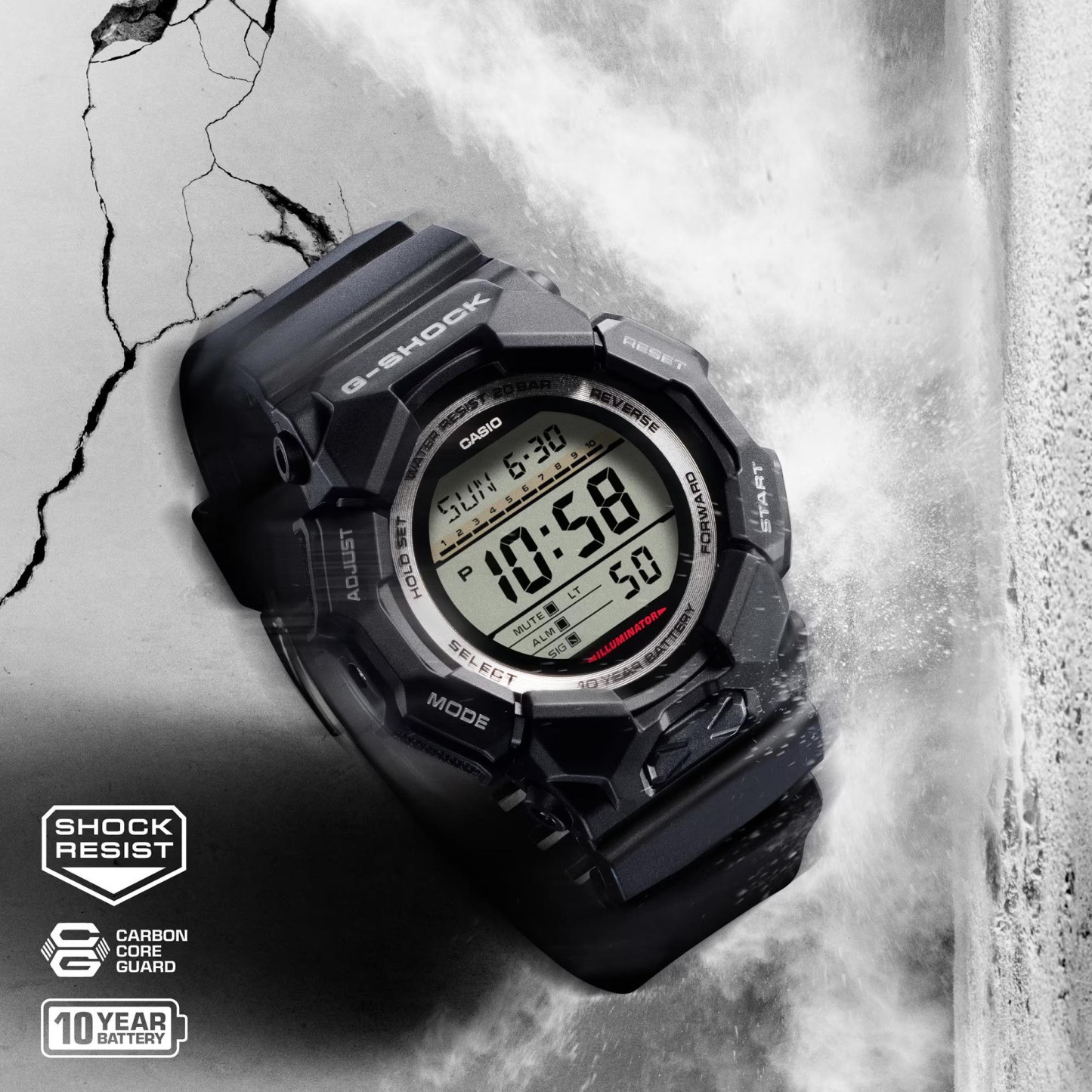 Casio G-Shock GD-010-1 Super Illuminator 10-Years Battery Digital Men's Watch (Black) GD010-1