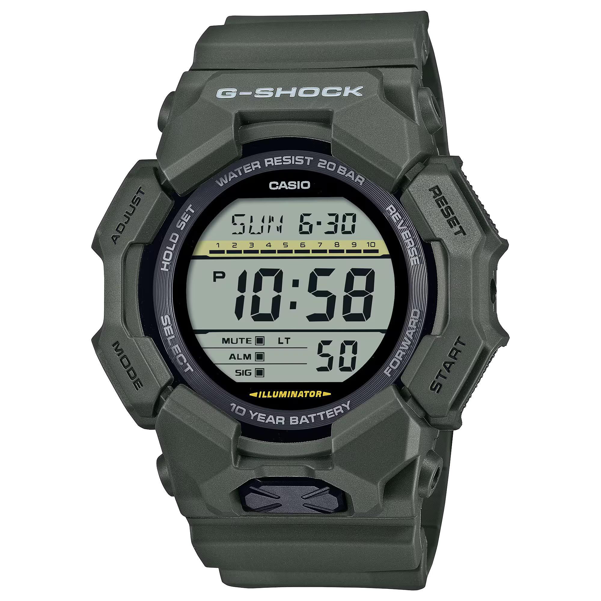 Casio G-Shock GD-010-3 Super Illuminator 10-Years Battery Digital Men's Watch (Green) GD010-3