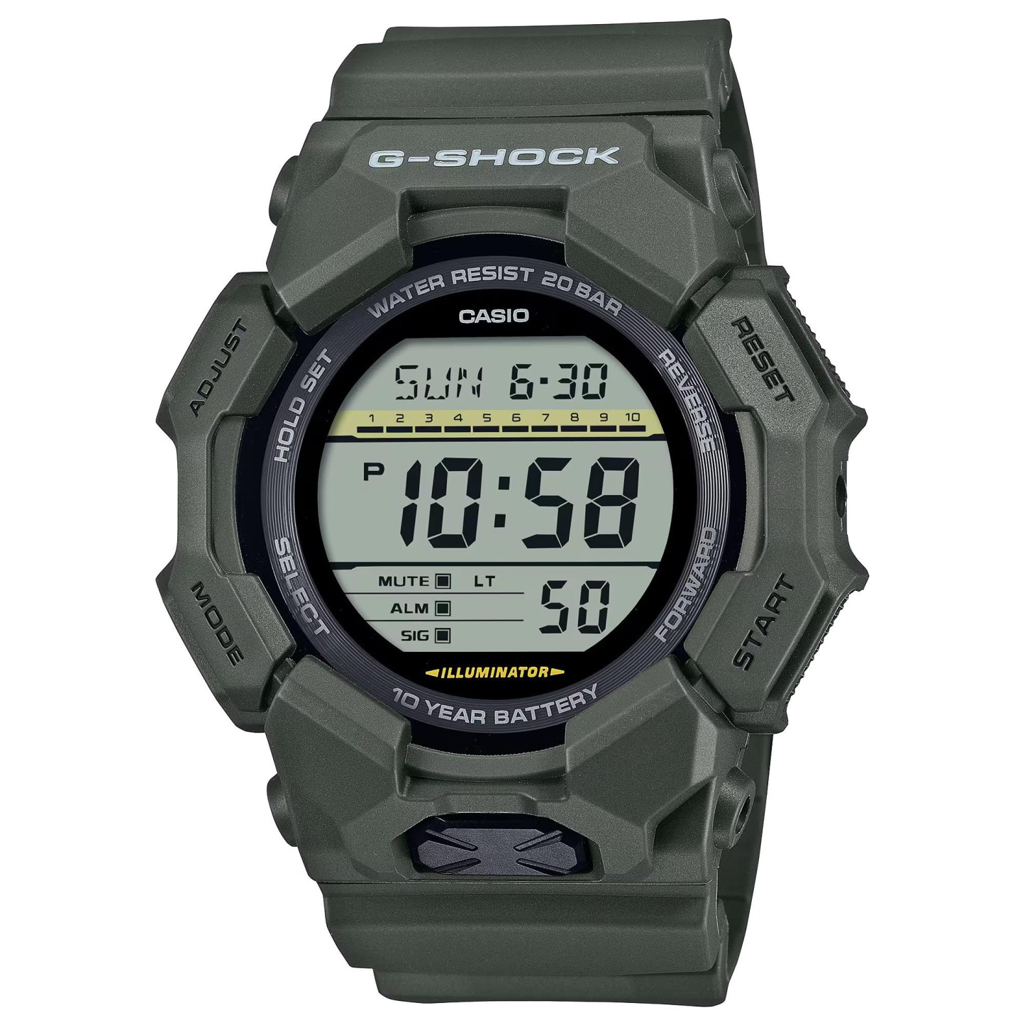 Casio G-Shock GD-010-3 Super Illuminator 10-Years Battery Digital Men's Watch (Green) GD010-3