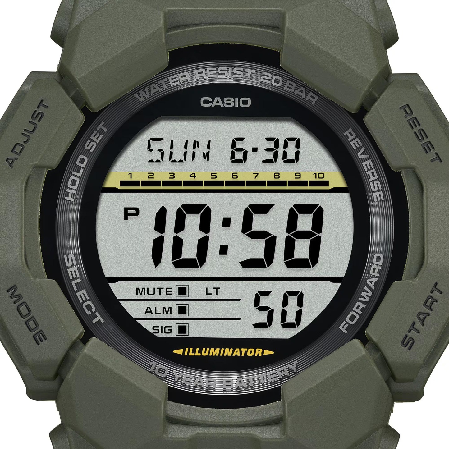 Casio G-Shock GD-010-3 Super Illuminator 10-Years Battery Digital Men's Watch (Green) GD010-3