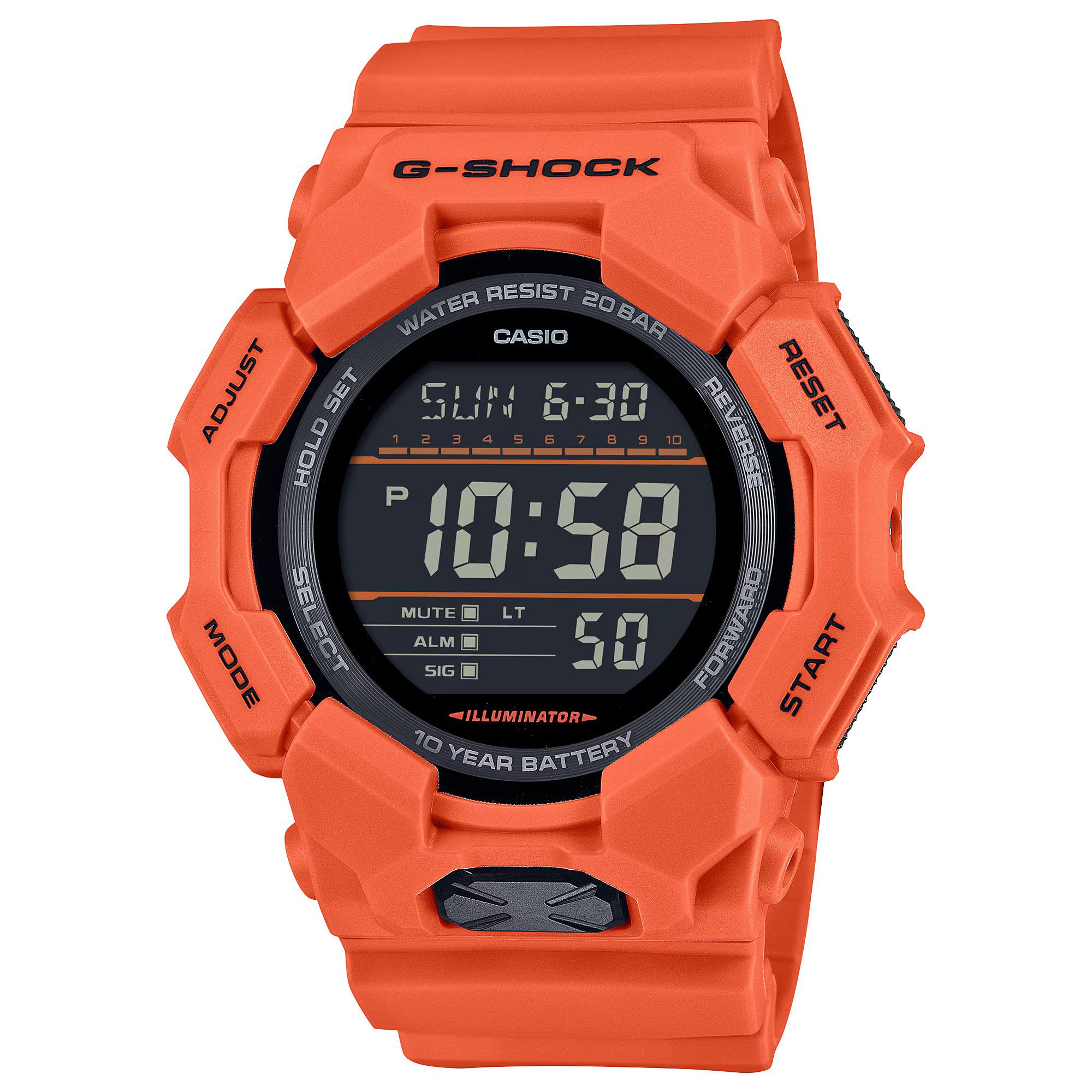 Casio G-Shock GD-010-4 Super Illuminator 10-Years Battery Digital Men's Watch (Orange) GD010-4
