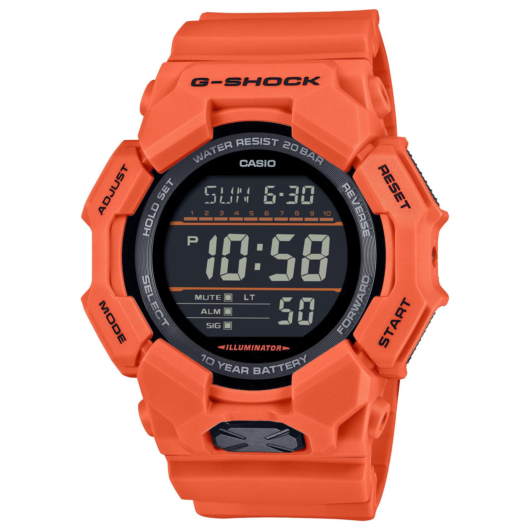 Casio G-Shock GD-010-4 Super Illuminator 10-Years Battery Digital Men's Watch (Orange) GD010-4