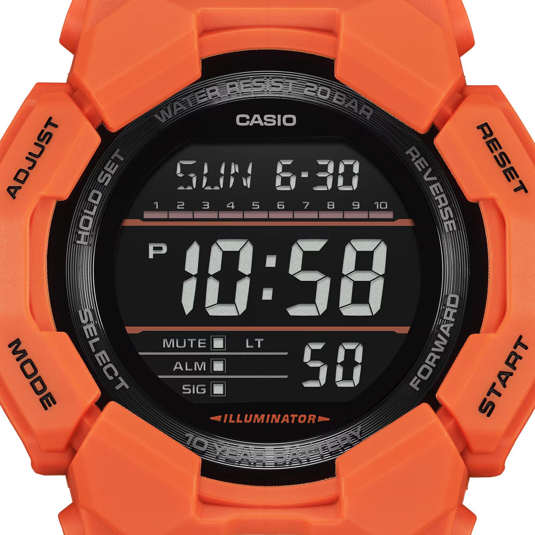 Casio G-Shock GD-010-4 Super Illuminator 10-Years Battery Digital Men's Watch (Orange) GD010-4