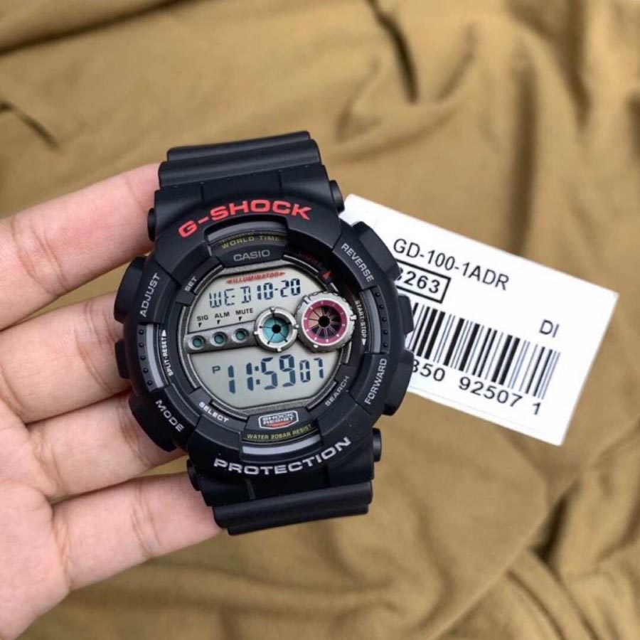 Casio G-Shock GD-100-1 Super Illuminator 7-Years Battery Digital Men's Watch (Black) GD100-1