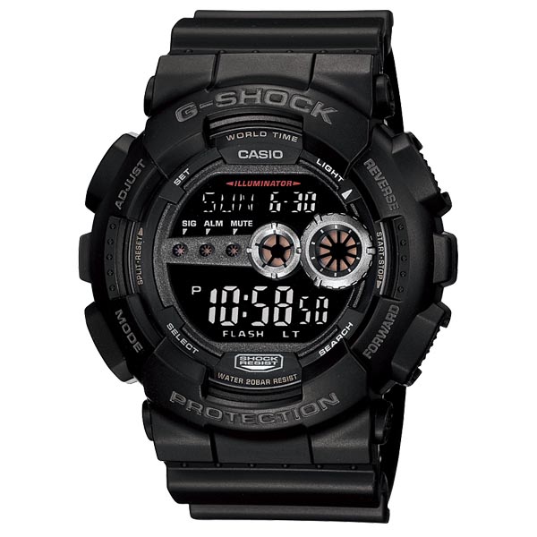 Casio G-Shock GD-100-1B Digital Super Illuminator Men's Watch (Black) (7Y Battery) GD100-1B