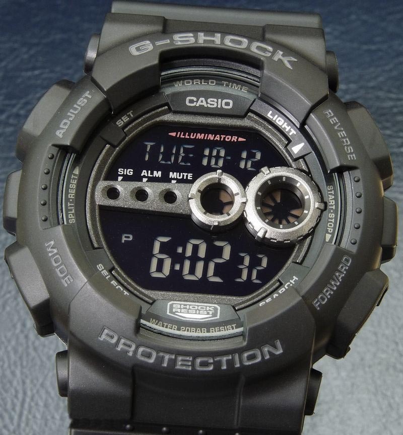 Casio G-Shock GD-100-1B Digital Super Illuminator Men Watch Black ozdigitalwatch.com.au