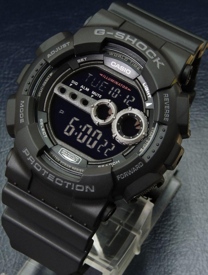 Casio G-Shock GD-100-1B Digital Super Illuminator Men Watch Black ozdigitalwatch.com.au