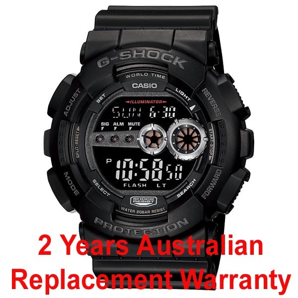 Casio G-Shock GD-100-1B Digital Super Illuminator Men Watch Black ozdigitalwatch.com.au