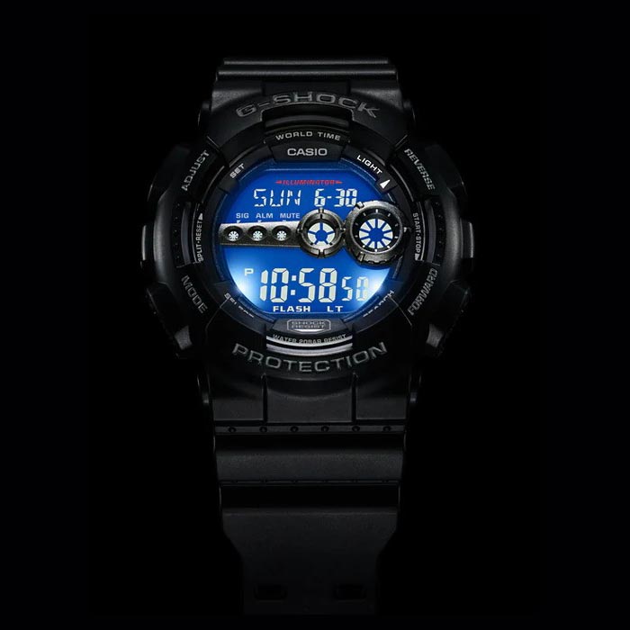Casio G-Shock GD-100-1B Super Illuminator Digital Men's Watch (Black) (7Y Battery) GD100-1B