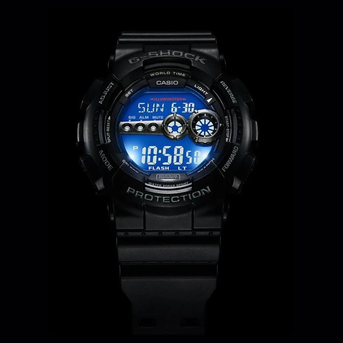 Casio G-Shock GD-100-1B Super Illuminator Digital Men's Watch (Black) (7Y Battery) GD100-1B