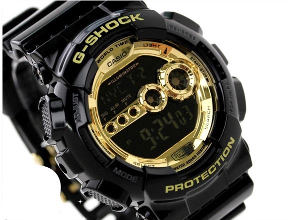Casio G-Shock GD-100GB-1 Digital Super Illuminator 7-Years Battery Men's Watch (Black x Gold)