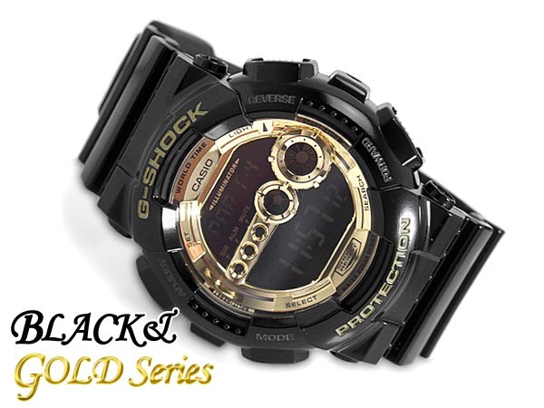 Casio G-Shock GD-100GB-1 Digital Super Illuminator 7-Years Battery Men's Watch (Black x Gold)