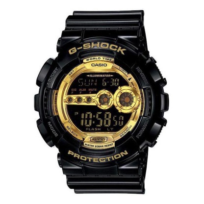 Casio G-Shock GD-100GB-1 Super Illuminator 7-Years Battery Digital Men's Watch (Black & Gold) GD100GB-1