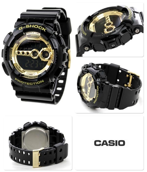 Casio G-Shock GD-100GB-1 Digital Super Illuminator 7-Years Battery Men's Watch (Black x Gold)