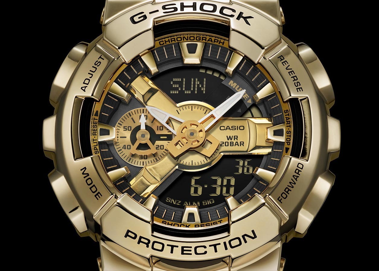 Casio G-Shock GM-110G-1A9 Analog Digital Men Watch Metal Covered Gold Black ozdigitalwatch.com.au