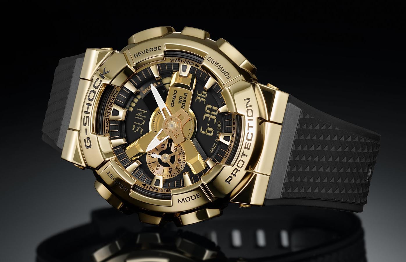 Casio G-Shock GM-110G-1A9 Analog Digital Men Watch Metal Covered Gold Black ozdigitalwatch.com.au