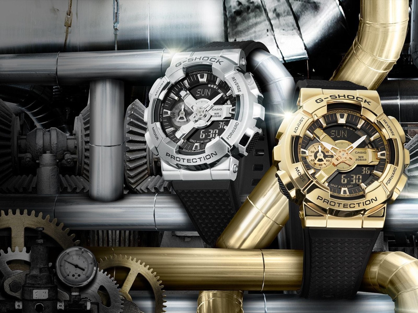Casio G-Shock GM-110G-1A9 Analog Digital Men Watch Metal Covered Gold Black ozdigitalwatch.com.au