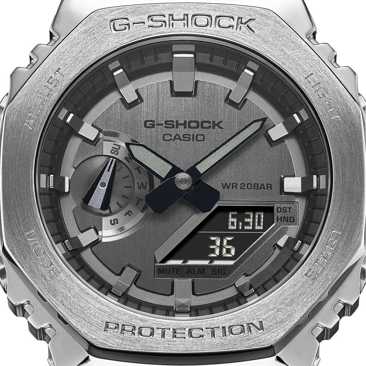 Casio G-Shock GM-2100-1A CasiOak Metal Case Analog Digital Watch Silver Black ozdigitalwatch.com.au
