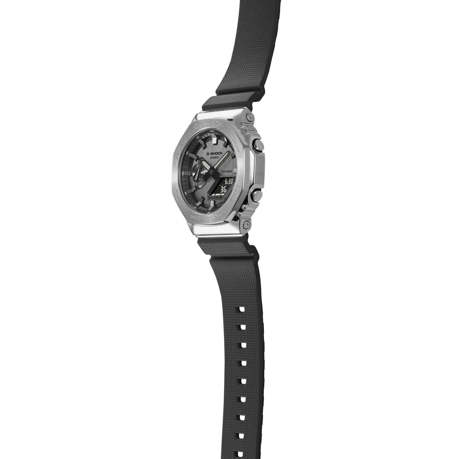 Casio G-Shock GM-2100-1A CasiOak Metal Case Analog Digital Watch Silver Black ozdigitalwatch.com.au
