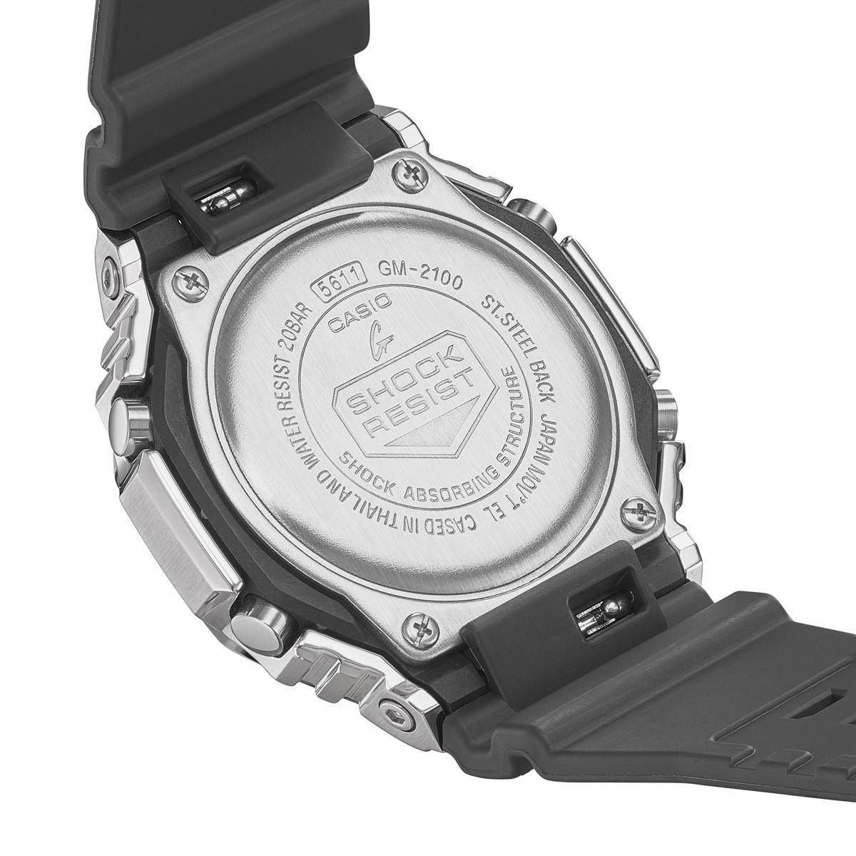 Casio G-Shock GM-2100-1A CasiOak Metal Case Analog Digital Watch Silver Black ozdigitalwatch.com.au