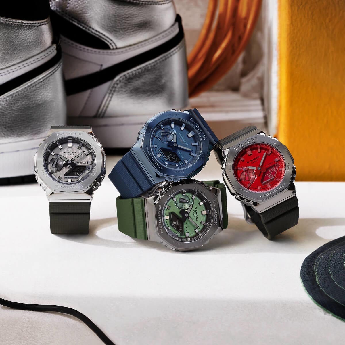 Casio G-Shock GM-2100-1A CasiOak Metal Case Analog Digital Watch Silver Black ozdigitalwatch.com.au