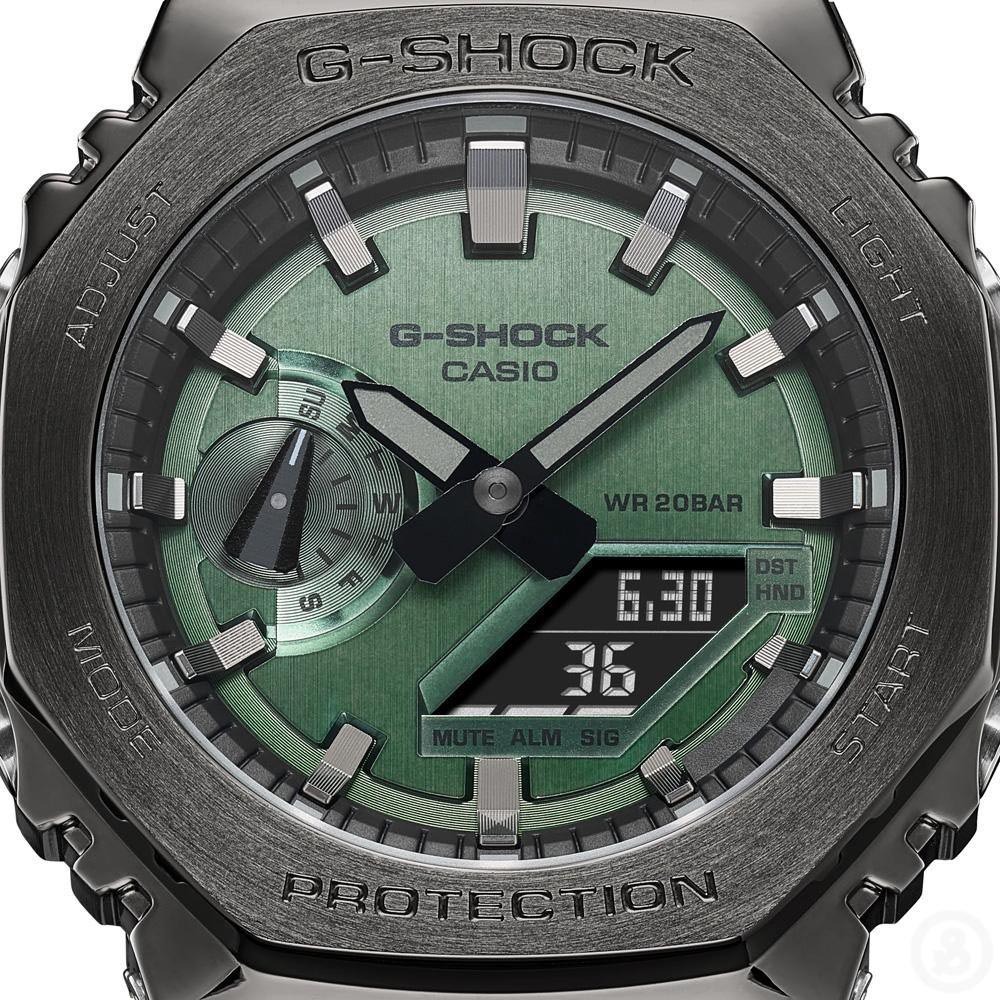 Casio G-Shock GM-2100B-3A CasiOak Metal Case Analog Digital Watch Green Gray ozdigitalwatch.com.au