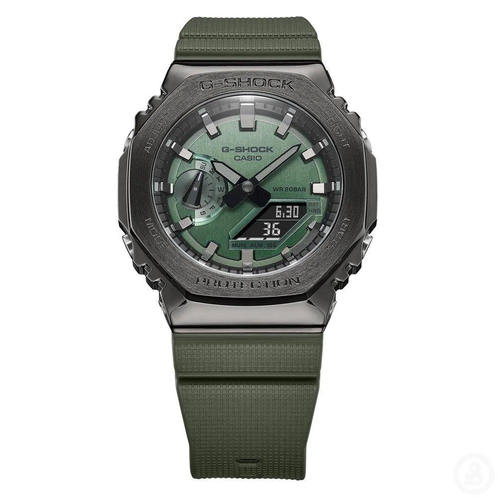 Casio G-Shock GM-2100B-3A CasiOak Metal Case Analog Digital Watch Green Gray ozdigitalwatch.com.au