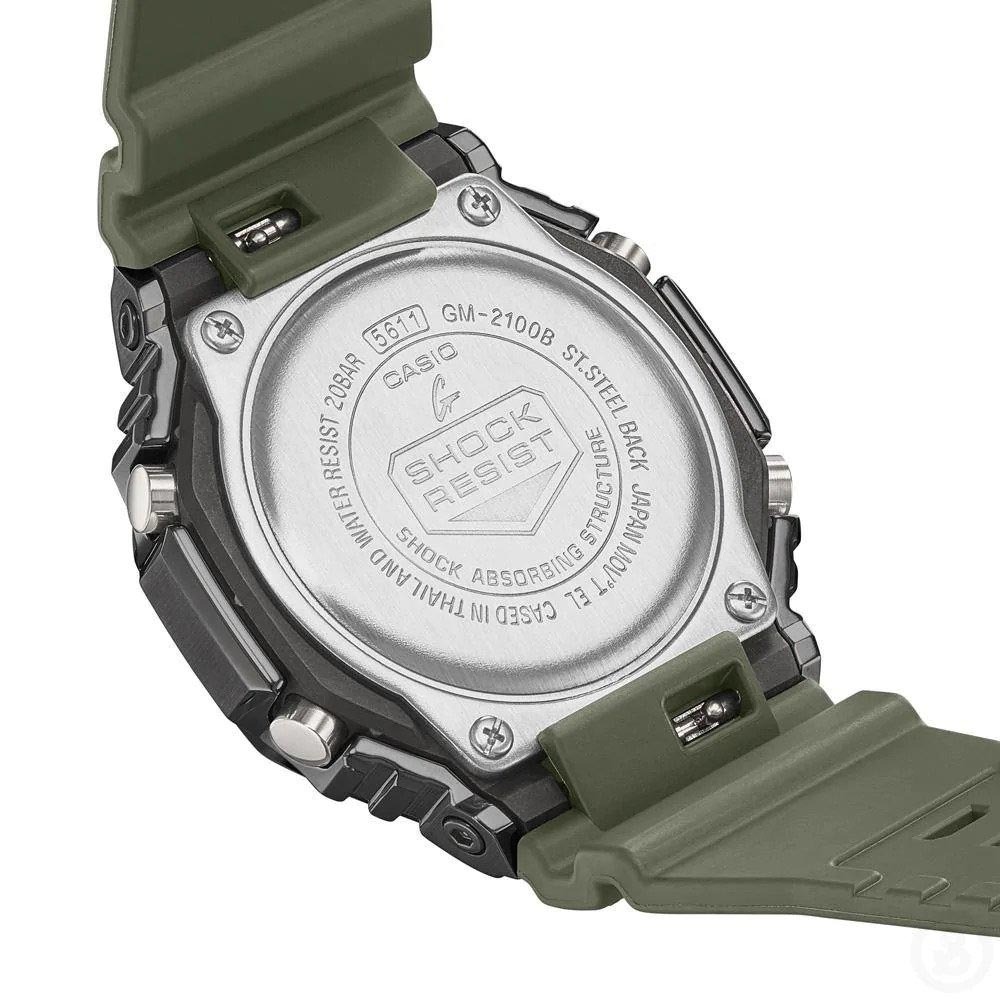 Casio G-Shock GM-2100B-3A CasiOak Metal Case Analog Digital Watch Green Gray ozdigitalwatch.com.au
